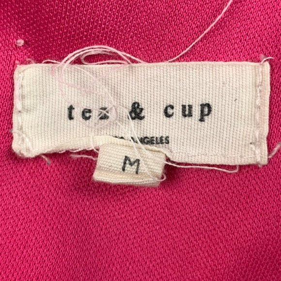 Tea & Cup womens jrs M pink sleeveless mesh waist asymmetric hem bodycon dress - Picture 3 of 7